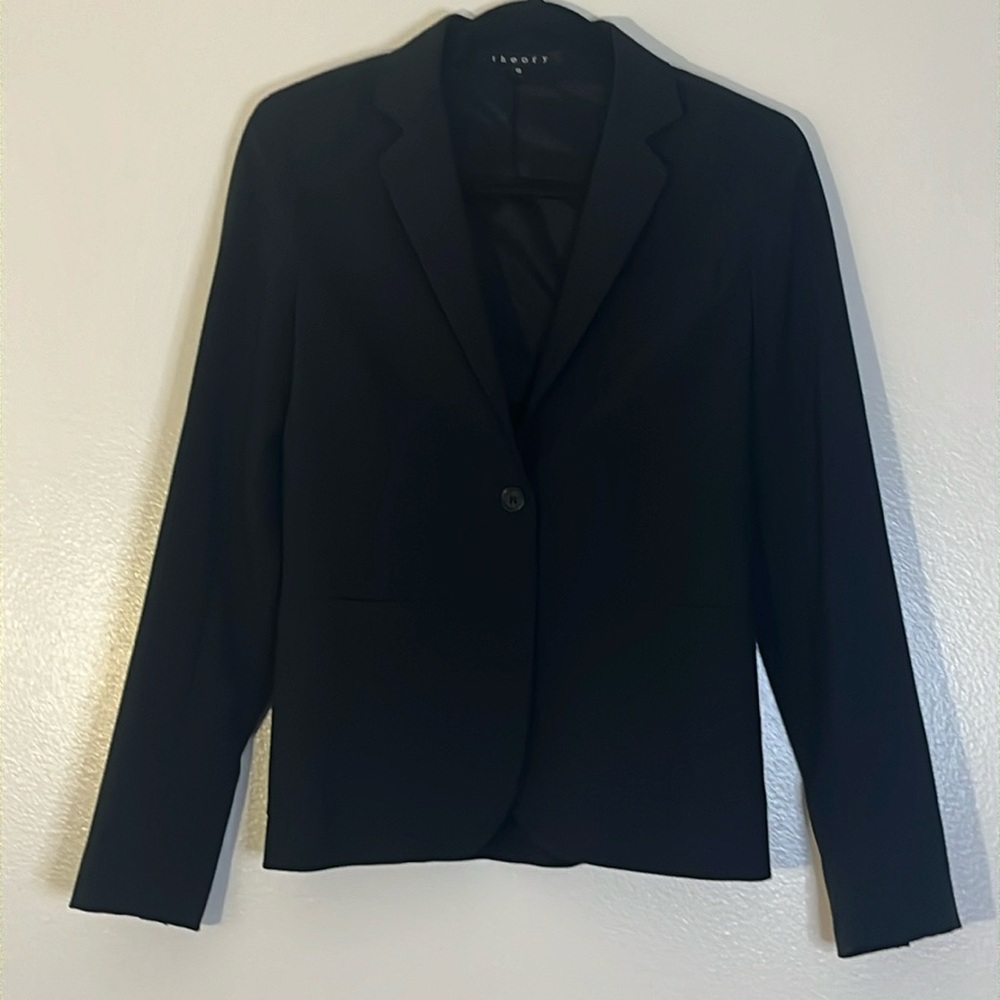 Theory | wool blend black blazer suit jacket Women’s size S office stretch work